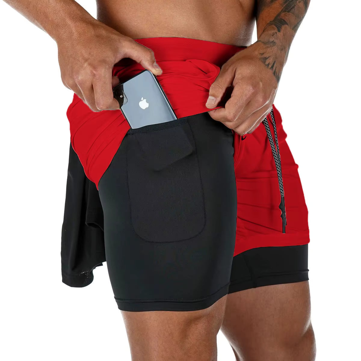 Men's double layer fitness shorts